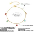 Stainless steel colorful cubic zirconia dainty bracelet, elegant 18k gold plated jewelry for women - Anklet (TXS065) / 21.5cm / Gold (Colored Zirconia)