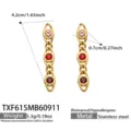 Edelstahl 18K Vergoldet Bunte Zirkon Ohrringe Minimalistisch Modeschmuck Damen - Ohrringe / Roter Zirkonia / Gold