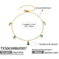 Korean style stainless steel colorful cubic zirconia multi-charm delicate bracelet variant - Anklet (TXS065) / 21.5cm / Gold (Green Zirconia)