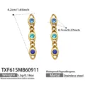 Edelstahl 18K vergoldet blaue Zirkon Ohrringe minimalistischer Satelliten Stil Variante - Ohrringe / Blaues Zirkonia / Gold