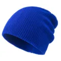 Blue knit slouchy beanie cap warm winter autumn stylish unisex casual soft headwear hat - Adjustable / Blue