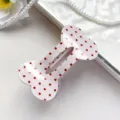 Cute bone-shaped hair clip with red polka dots sweet style hair accessory for women detail - 8cm / Brown Small Polka Dot