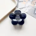 Glossy Black Flower Hair Claw Clip Sweet Versatile Shark Clip Elegant Headwear For Women - Flower Hair Clip / Transparent Navy Blue