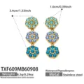 Edelstahl vergoldete bunte Zirkon Blumen Ohrringe leichte Luxus Schmuck Geschenke für Frauen - Ohrringe / Blau