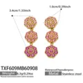 Edelstahlt vergoldete rosa Zirkon Blume Ohrringe, elegante Mode Damenschmuck Accessoires. - Ohrringe / Fuchsia