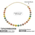 Edler Edelstahl vergoldeter bunter Strass Blumen Choker Halskette Damen Modeschmuck - Mehrfarbige Halskette / 32+12cm / Gold