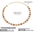 Edelstahl vergoldete Blumen Strass Halskette Choker, elegante Schmuck Accessoires für Damen. - Halskette / 32+12cm / Rosa