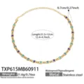 Edler Edelstahl 18K vergoldeter Halsreif mit bunten Zirkonsteinen, Schmuckvariante. - Halskette / Blau Zirkonia 31.5+12cm / Gold