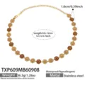 Vergoldete Edelstahl Strass Blumen Halskette mit verstellbarer Kette Damenschmuck Set - Halskette / 32+12cm / Champagner