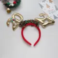 Cerchietto natalizio con numeri festa festiva accessorio per capelli glitter vacanze. - Stile B 2027 Oro