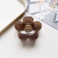 Brown translucent flower hair claw clip, cute and sweet shark clip for women half updo hairstyle. - Flower Hair Clip / Transparent Brown
