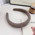 Bruine gevoerde haarband voor vrouwen herfst winter dagelijkse haarstyling dikke haarring antislip - Koffie Diagonale Strepen / 3cm Breed