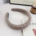 Serre-tête rembourré kaki à pois mignons, bandeau confortable pour un usage quotidien. - Petits Pois avec Nœud / 3cm de Large