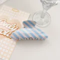 Summer fresh blue and pink striped hair claw clip minimalist PVC shark clip for women - Ingot Style / 9cm / Light Blue