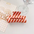 Summer colorful striped hair claw clip, stylish geometric PVC hair accessory for women. - Square Style / 8cm / Orange