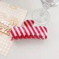 Stylish red and white striped PVC hair claw clip, summer fresh minimalist shark clip for daily wear. - Flat Plate Style / 9.5cm / Rose Red