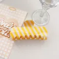 Summer fresh striped PVC hair claw clip, stylish minimalist shark clip for women and girls. - Flat Plate Style / 9.5cm / Yellow-Orange