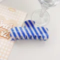 Blue and white striped PVC hair claw, summer fresh minimalist shark clip, versatile fashion headwear. - Flat Plate Style / 9.5cm / Blue