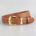Women genuine leather belt retro pin buckle cowhide waist belt fashion versatile pants belt - Brown