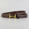 Genuine leather women's belt slim versatile cowhide pants belt fashionable thin style - Coffee / 100cm