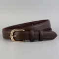 Stylish leather women's belt with gold buckle, minimalist fashion accessory for trousers. - 100cm / Coffee