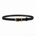 Black suede women belt retro matte finish gold tone square buckle minimalist daily wear - Black