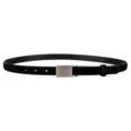 Minimalist black suede women's belt featuring a sleek silver metal buckle for versatile styling. - Black / 100cm
