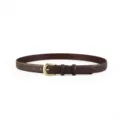 Women brown leather belt vintage gold oval buckle minimalist dress coat waist belt accessory - 100cm / Coffee