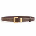 Brauner Damen Echtleder Gürtel mit quadratischer goldener Schnalle minimalistisch Detail - 100cm / Kaffeebraun
