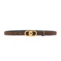 Brown suede women belt with gold metal twist buckle, stylish accessory for dress and trousers. - Coffee