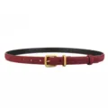 Women's vintage suede belt with gold buckle retro slim decorative waist belt for dress. - Angola Red