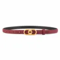 Burgundy suede waist belt with elegant gold-tone metal buckle for women's dress. - Angola Red