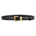 Damen Echtleder Gürtel in Schwarz mit elegantem goldenen quadratischen Metallschnallen Design. - 100cm / Schwarz