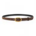 Brown suede women belt with gold oval buckle vintage minimalist daily wear accessory - 100cm / Coffee