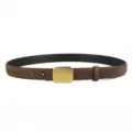 Women Suede Leather Belt Casual Dress Jeans Belt with Elegant Gold Square Buckle - 100cm / Coffee