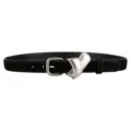 Black suede women belt with silver metal buckle and decorative knot detail detail shot. - Black