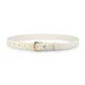 Minimalist white women leather belt with gold round buckle casual dress waist belt 1pc - 100cm / White