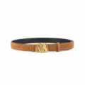 Close-up detail of the brown suede women's belt featuring a unique gold irregular metal buckle. - 100cm / Brown