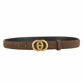 Brauner Wildleder Damengürtel mit goldener Schnalle schicker minimalistischer Taillengürtel - Kaffeebraun