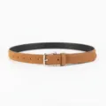 Brown suede belt for women, stylish metal pin buckle, perfect accessory for jeans and casual wear. - 100cm / Brown