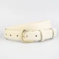 Women off-white casual leather belt featuring a matte gold retro pin buckle main view display. - Width 2.3cm / White