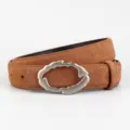 Niche design genuine leather women belt with irregular alloy buckle casual jeans belt fashion - 100cm / Brown