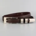 Retro genuine leather thin belt with square metal buckle for women, versatile waist belt - 100cm / Coffee
