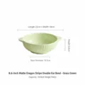 Macaron striped double-ear ceramic bowl, 8.6 inch green soup and salad bowl for daily use. - 8.6 Inch / Grass Green