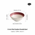 8 Inch Gradient Red Ceramic Noodle Bowl Large Ramen Bowl Soup Bowl Single Pack Home Kitchen - 8 inch / Gradient Red