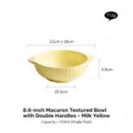 Macaron yellow ceramic double-eared noodle bowl with vertical stripes, 8.6 inch size, 533ml. - 8.6 Inch / Milky Yellow