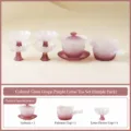 Gradient purple glass lotus tea set, elegant gaiwan, fairness cup and tall cups set. - Lotus Tea Set Small Group (Simple Pack)