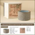 Jarre à résidus de thé en céramique gris fumée texture pierre avec boîte cadeau thé kung fu - Boîte cadeau / Gris