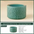 Pot de résidus de thé en céramique avec texture rocheuse, bol à thé vert et seau à déchets. - Emballage Simple / Vert de Printemps
