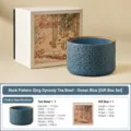 Pot à résidus de thé en céramique texturée roche avec coffret cadeau, seau à déchets de thé. - Boîte cadeau / Bleu Océan